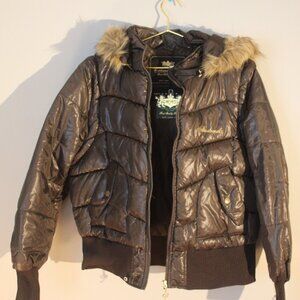 VTG NWT Akademiks Women's Winter Coat Puffy Brown Jacket Women's XXXL